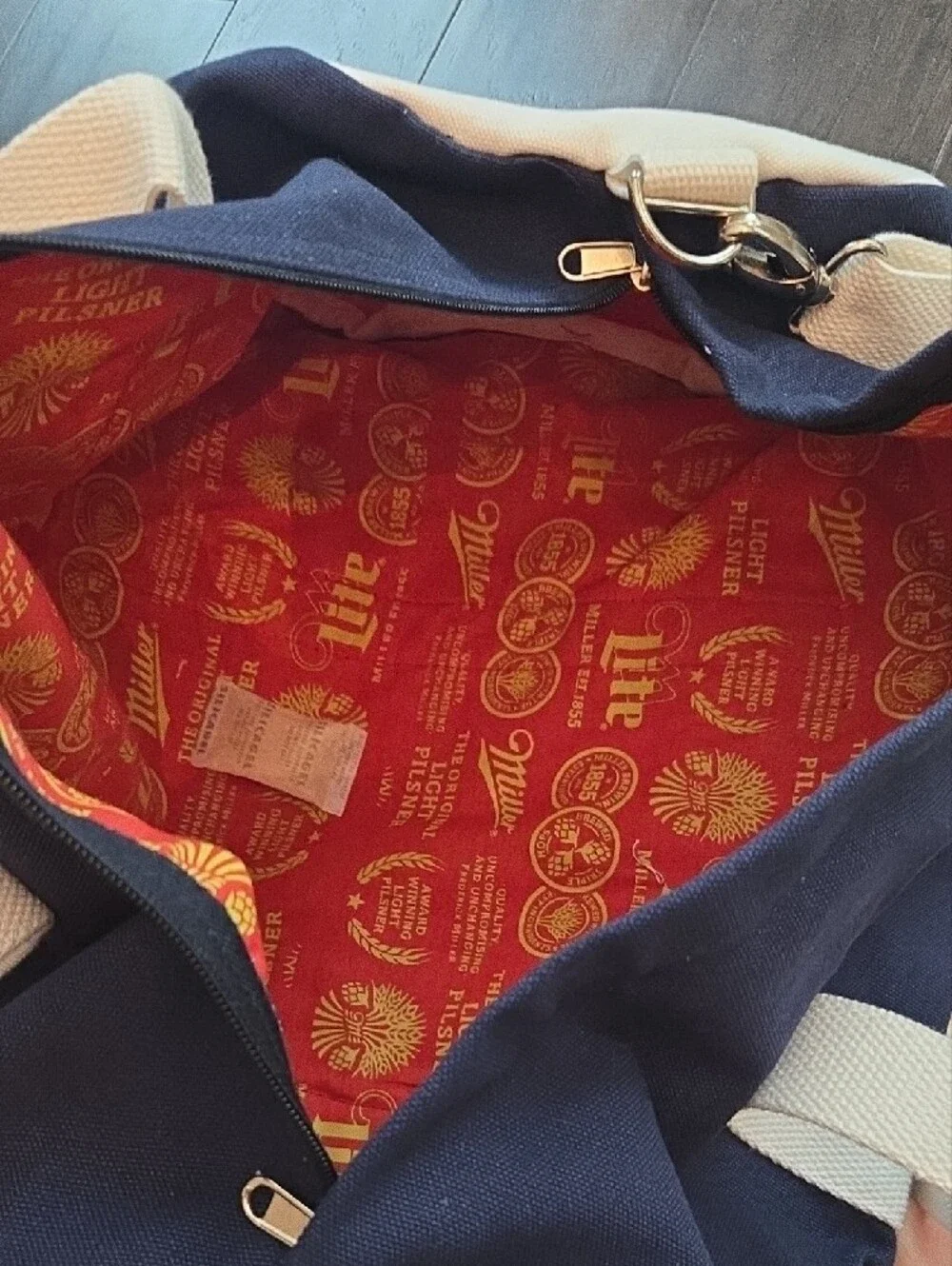 Miller Lite Navy & White Canvas Duffel Bag